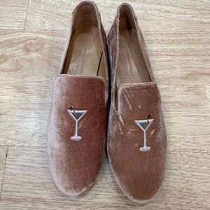 Elegant Velvet Loafers with Martini Embroidery by Banana Republic